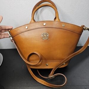 Elegant Tan Leather Handbag Pratesi Firenze